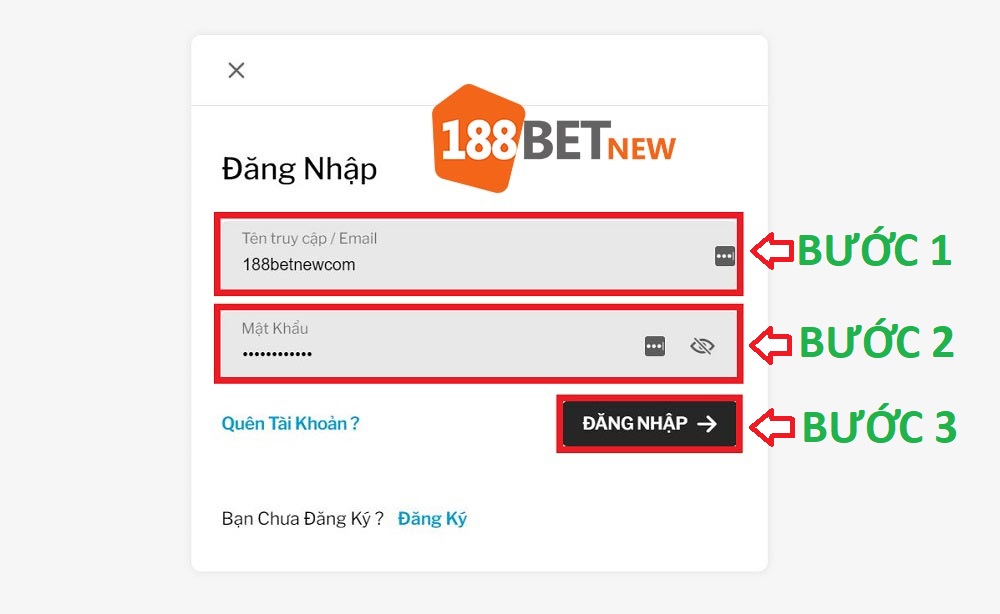 Các bước đăng nhập vào tài khoản 188Bet