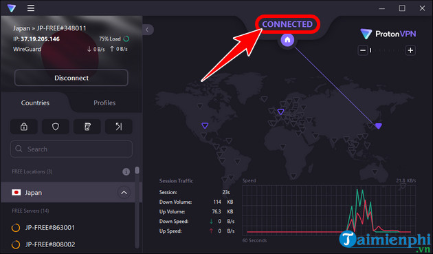 Kết nối Proton VPN thành công