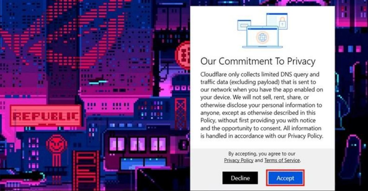 Cài đặt ứng dụng 1.1.1.1 VPN
