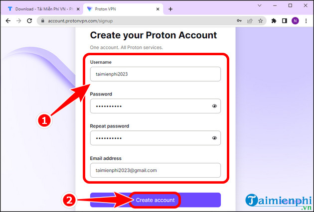 Đăng ký một tài khoản Proton VPN mới