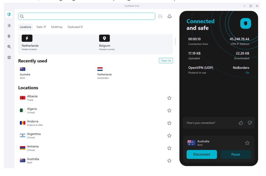 Thiết lập kết nối Surfshark VPN