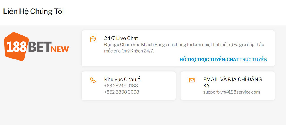 Dịch vụ hỗ trợ khách hàng của 188Bet
