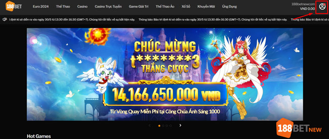 Chọn biểu tượng tài khoản