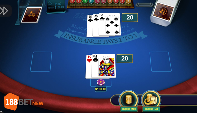 Đôi khi sẽ cược hòa khi chơi Blackjack nhiều tay tại 188Bet