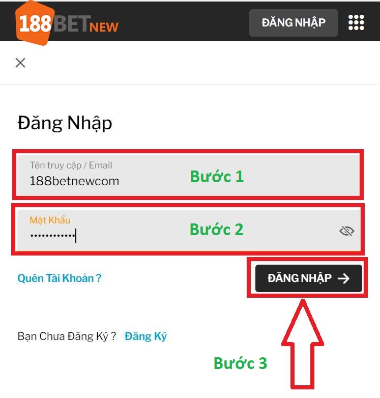 Các bước đăng nhập vào tài khoản 188Bet đơn giản