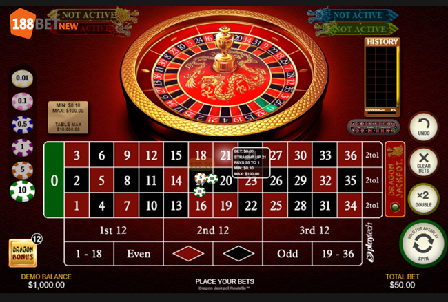 Đặt cược Roulette Jackpot Rồng tại 188Bet