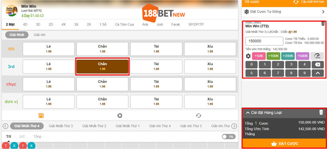 Đặt cược xổ số Win Win