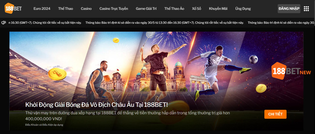 Giao diện 188Bet chuyên nghiệp