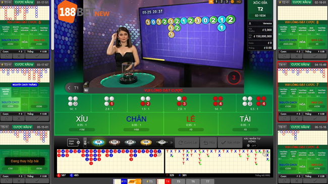 Giao diện chơi Xóc Đĩa 188Bet
