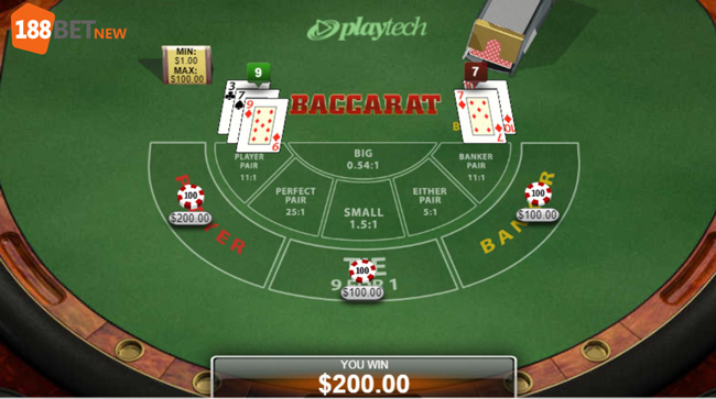 Trải nghiệm giao diện bàn chơi Baccarat trên 188Bet