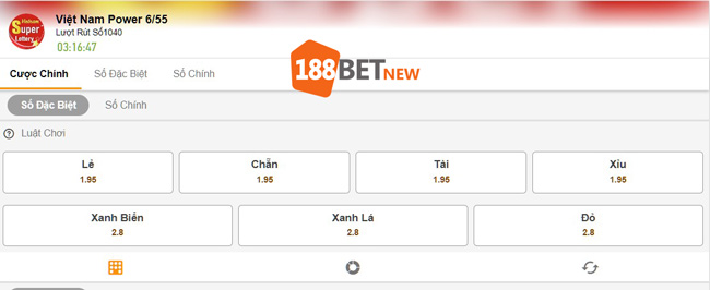 Chơi xổ số Việt Nam Power 6/55 tại 188Bet