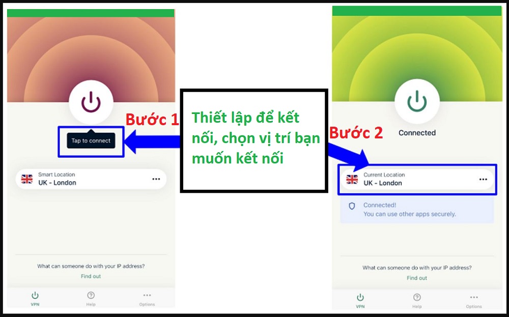 Lựa chọn vị trí máy chủ VPN