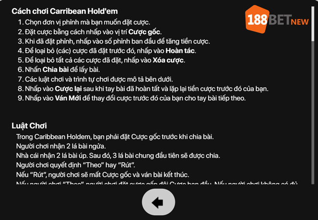 Luật chơi Bài Tố Địa Trung Hải II tại 188Bet