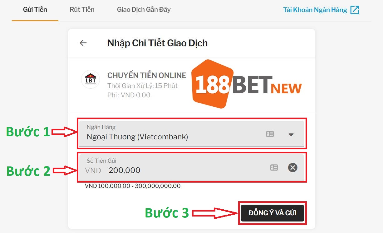 Nạp tiền 188Bet qua Chuyển tiền online