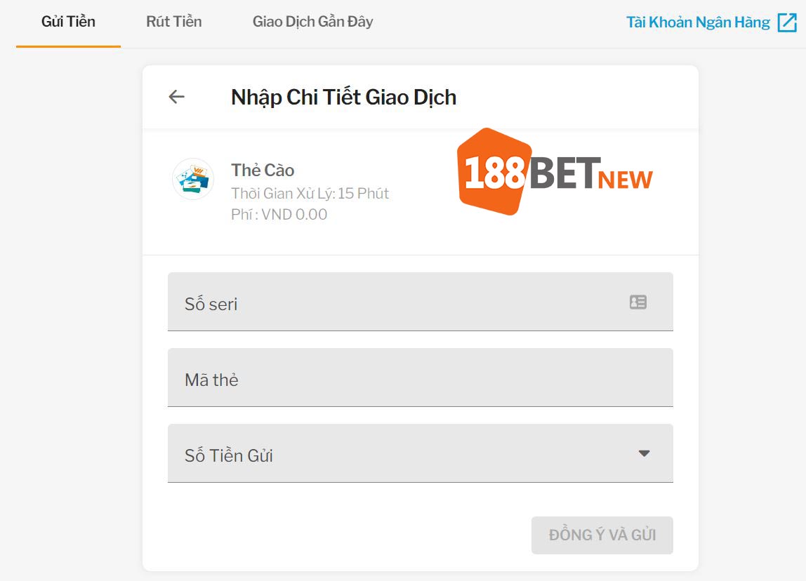Nạp tiền 188Bet qua thẻ cào