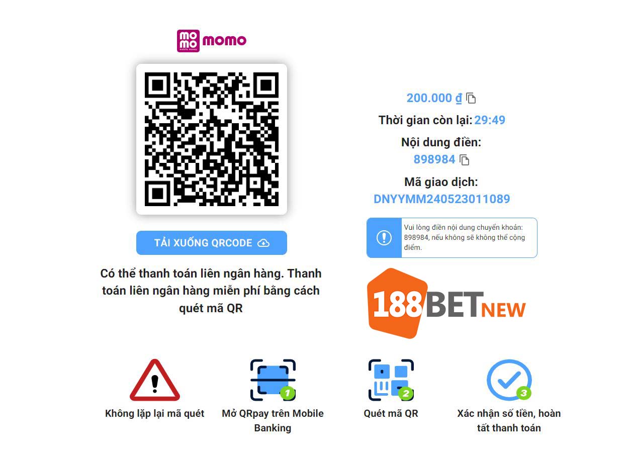 Nạp tiền 188Bet bằng ví điện tử