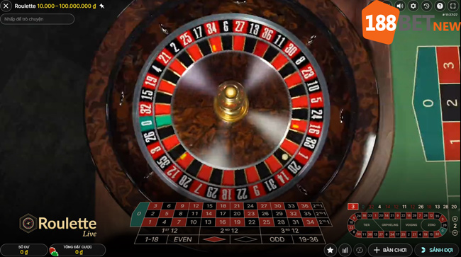 Giao diện bàn Roulette