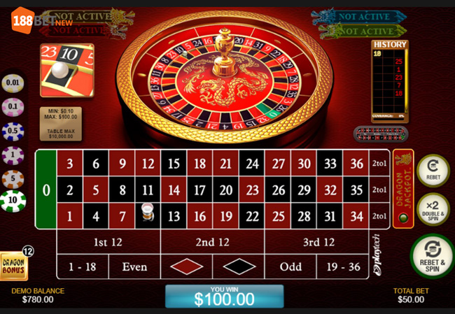 Thắng cược Roulette Jackpot Rồng tại 188Bet
